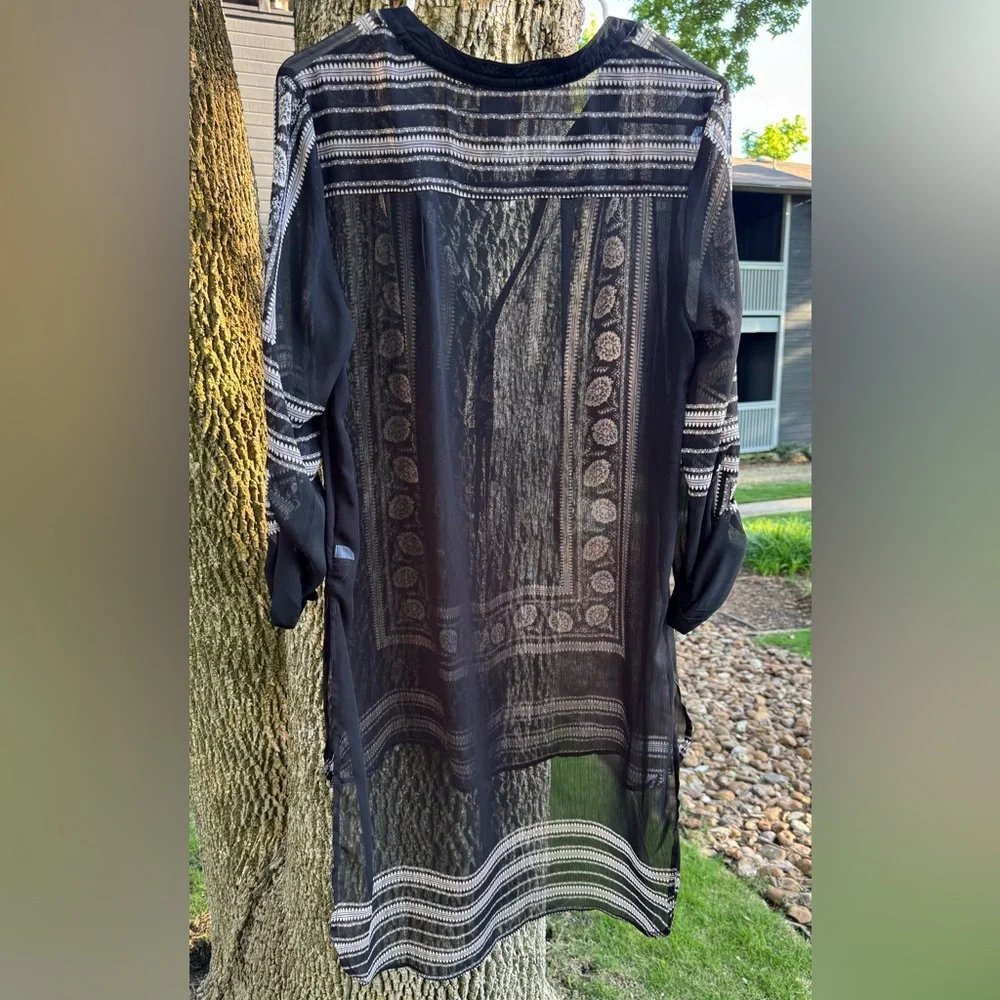 Knox Rose Women's Black and White Sheer. swimsuit cover - Picture 5 of 12